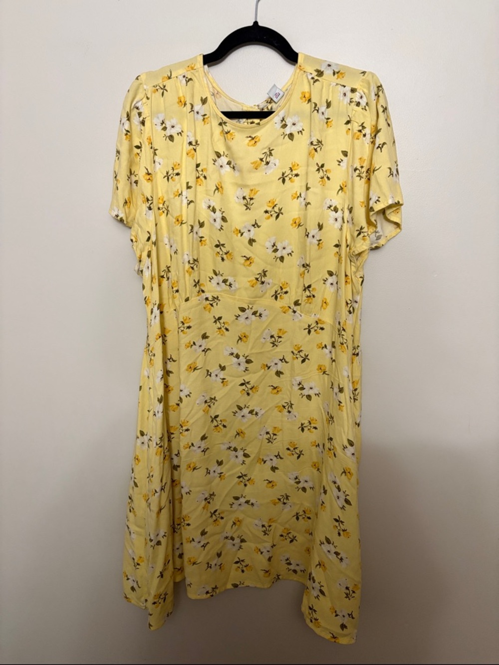 Old Navy Yellow Floral Short-Sleeve Midi Dress